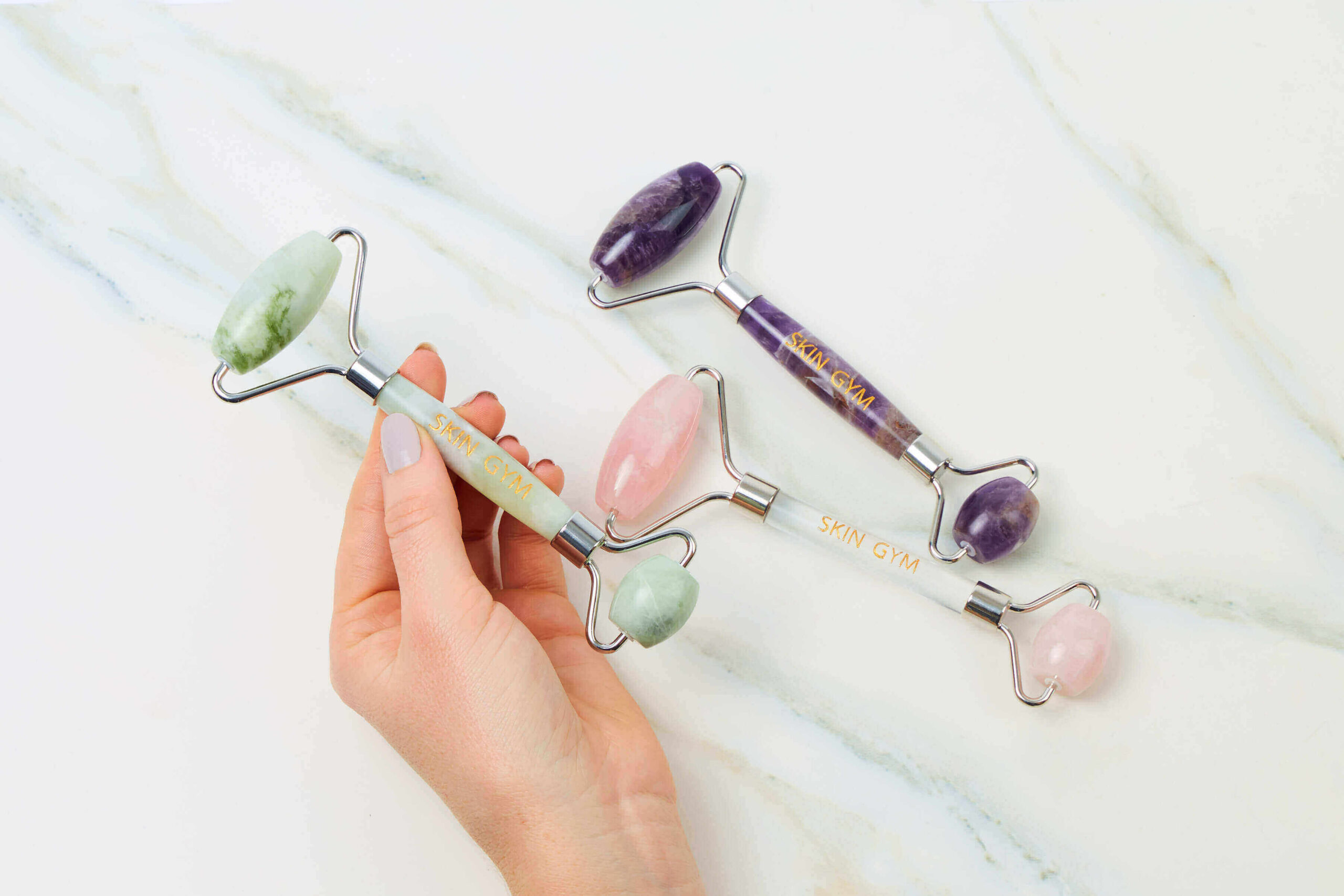 Details about   1 Facial Crystal Roller Jade or Amethyst #FR03 You Choose: Rose Quartz