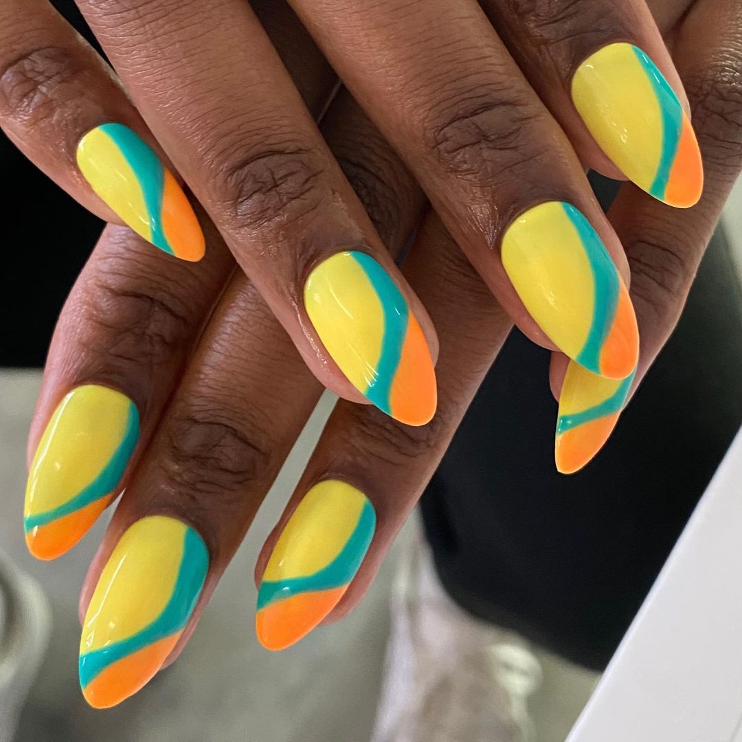 yellow nail designs for almond nails