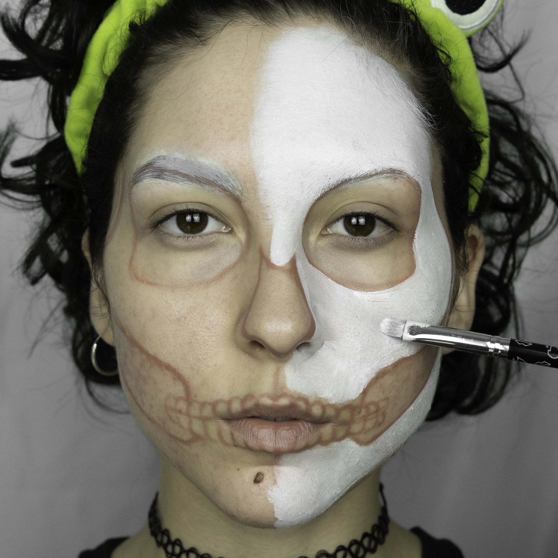 half skeleton makeup tutorial