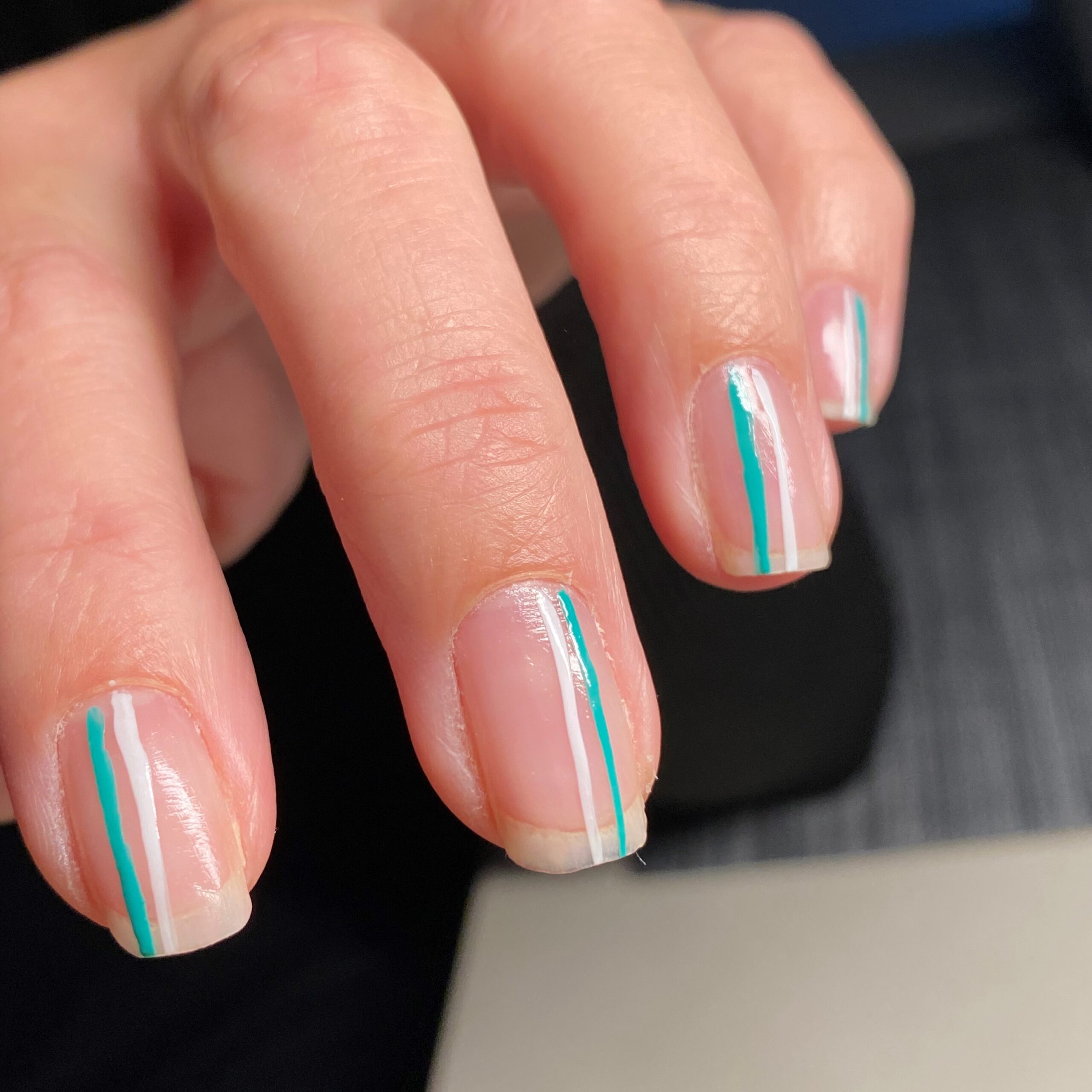 Second try making straight lines to match my nails and watch strap :  r/malepolish