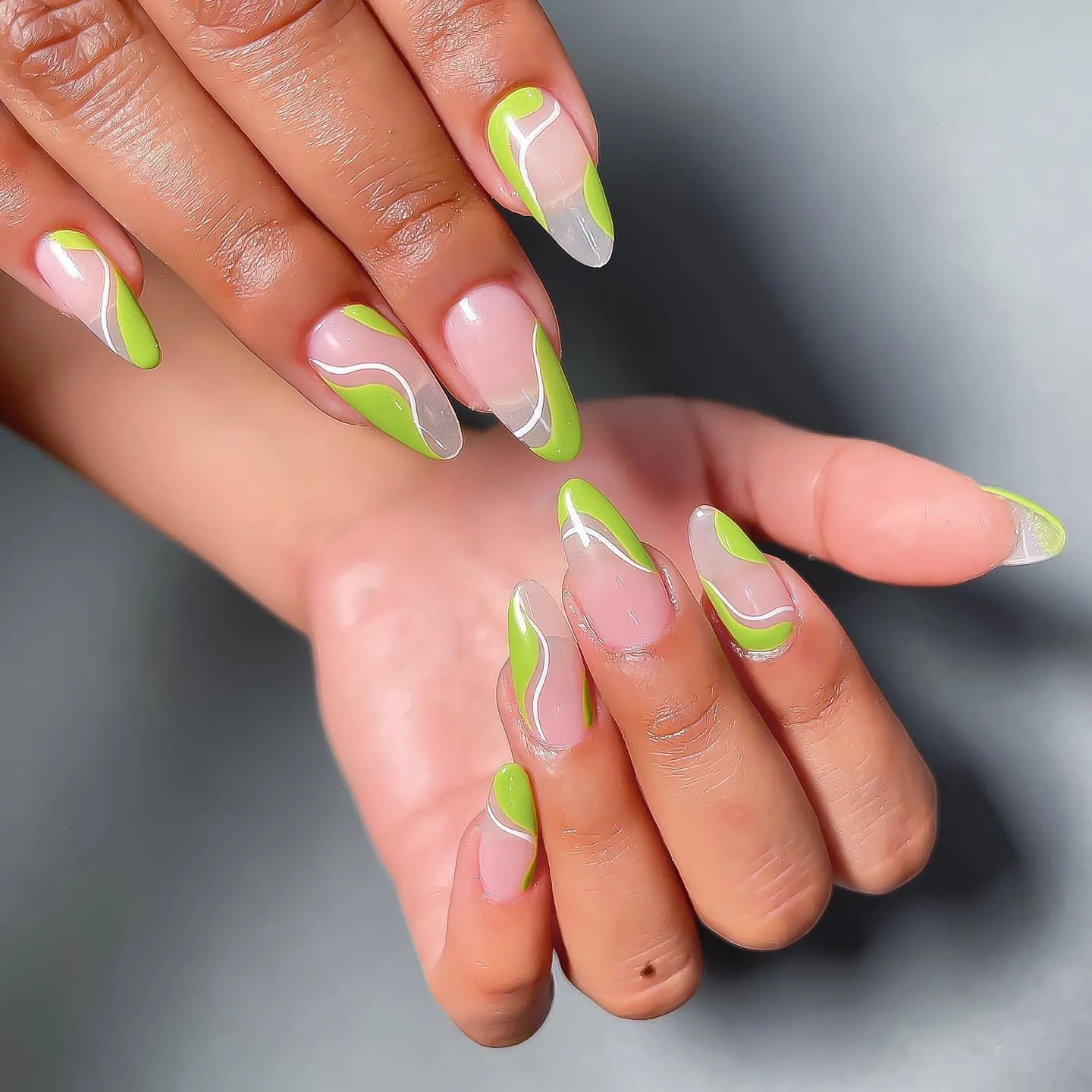 Green feels | Neon green nails, Green acrylic nails, Green nails