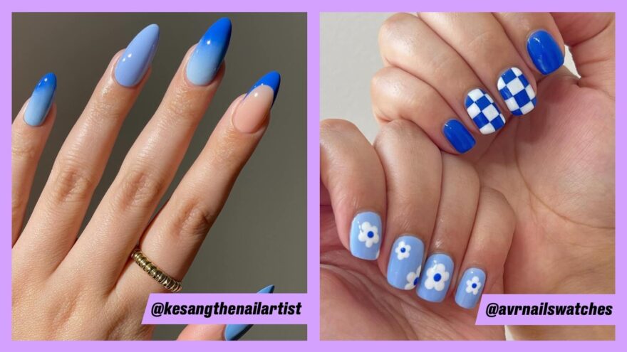 Blue and White Floral Nail Art - wide 6