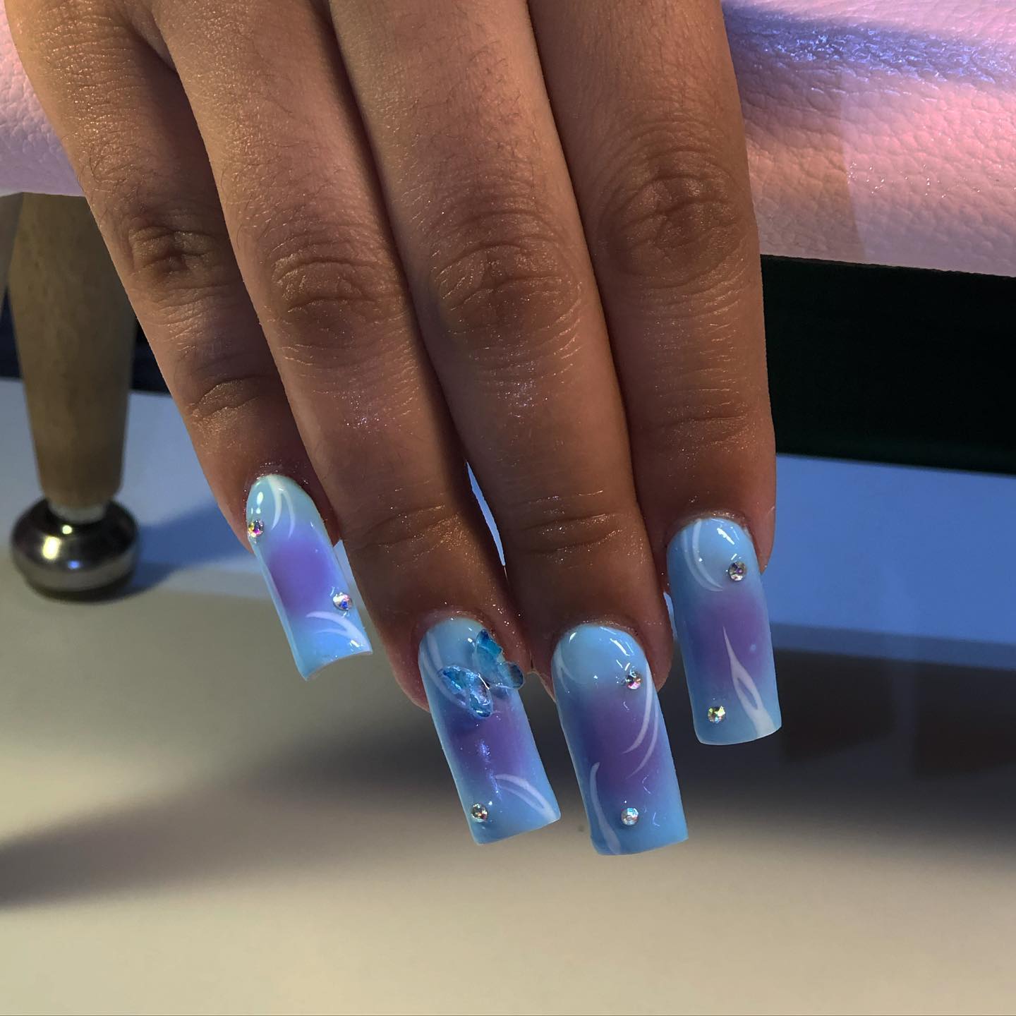 Selfmade blue nails : r/NailArt