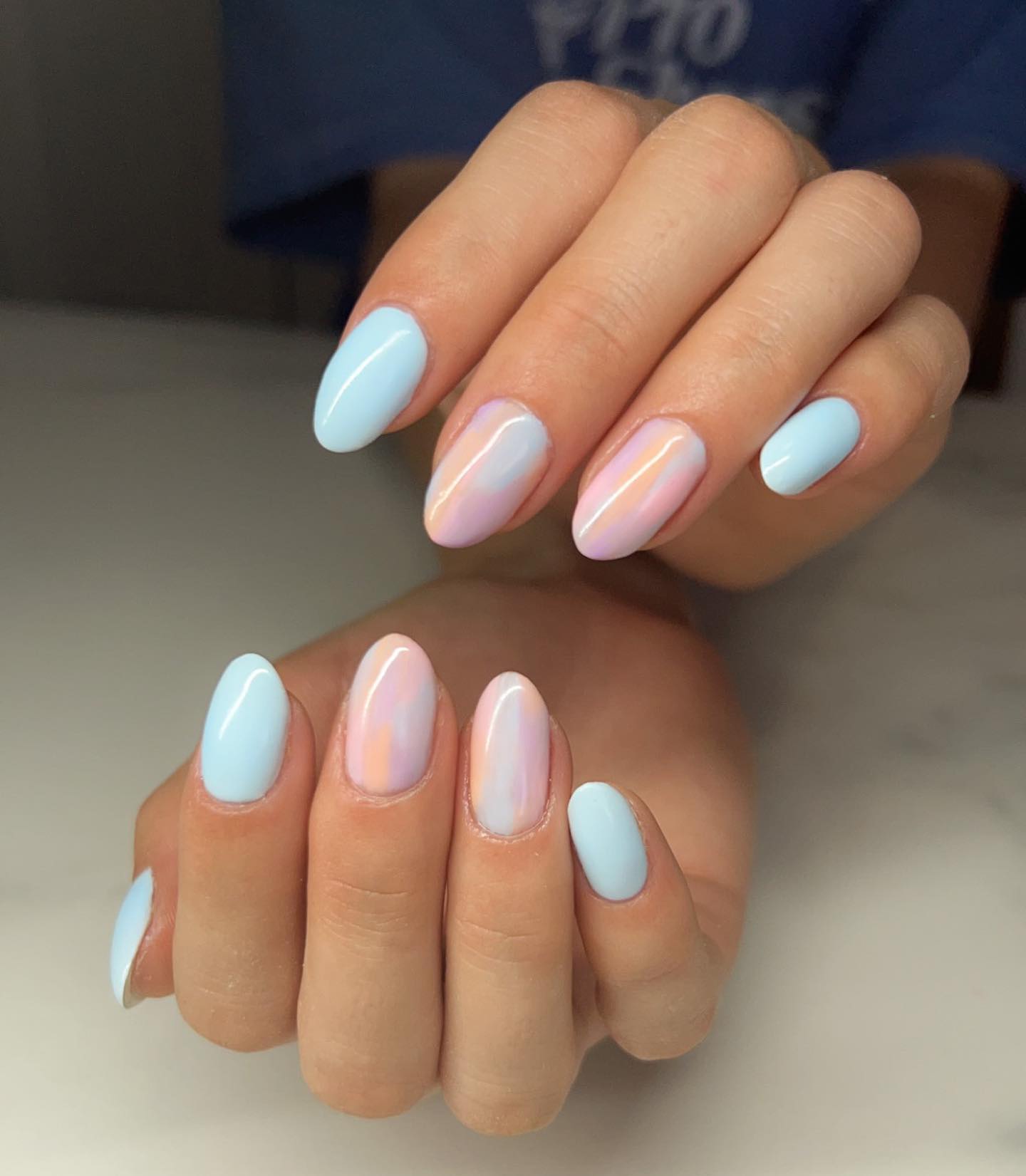 2024 SALE] Light Blue Double French Style Ombre Long Press-On Nails – Belle  Rose Nails