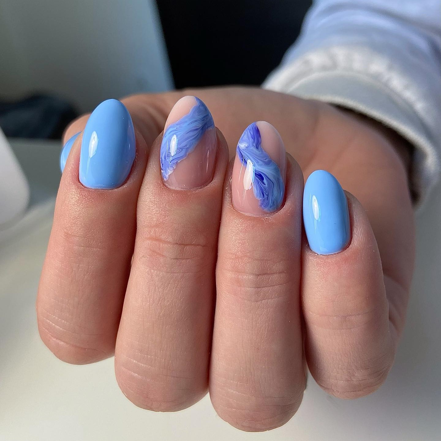 Buy AMAYA Abstract Blue Press on Nails Baby Blue Nails Spring Nails  Abstract Line Art Nails Online in India - Etsy