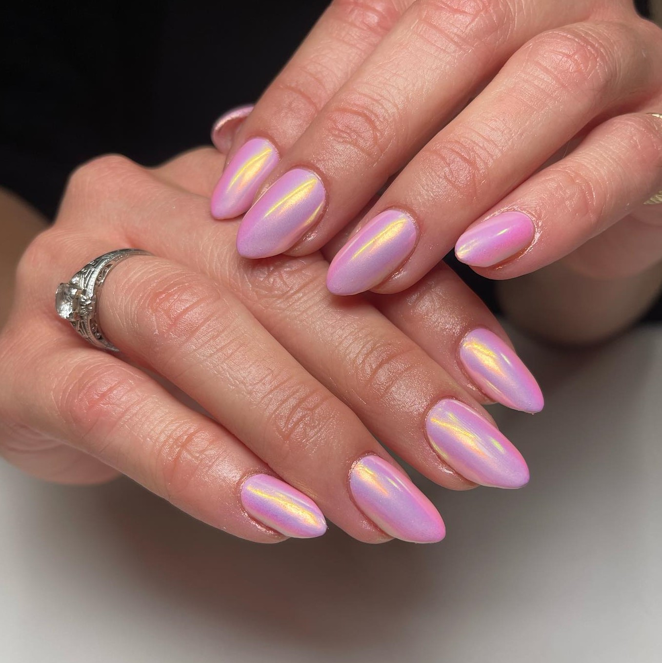 Pink Chrome Nails Pink Press on Pink Hailey Bieber Nails - Etsy