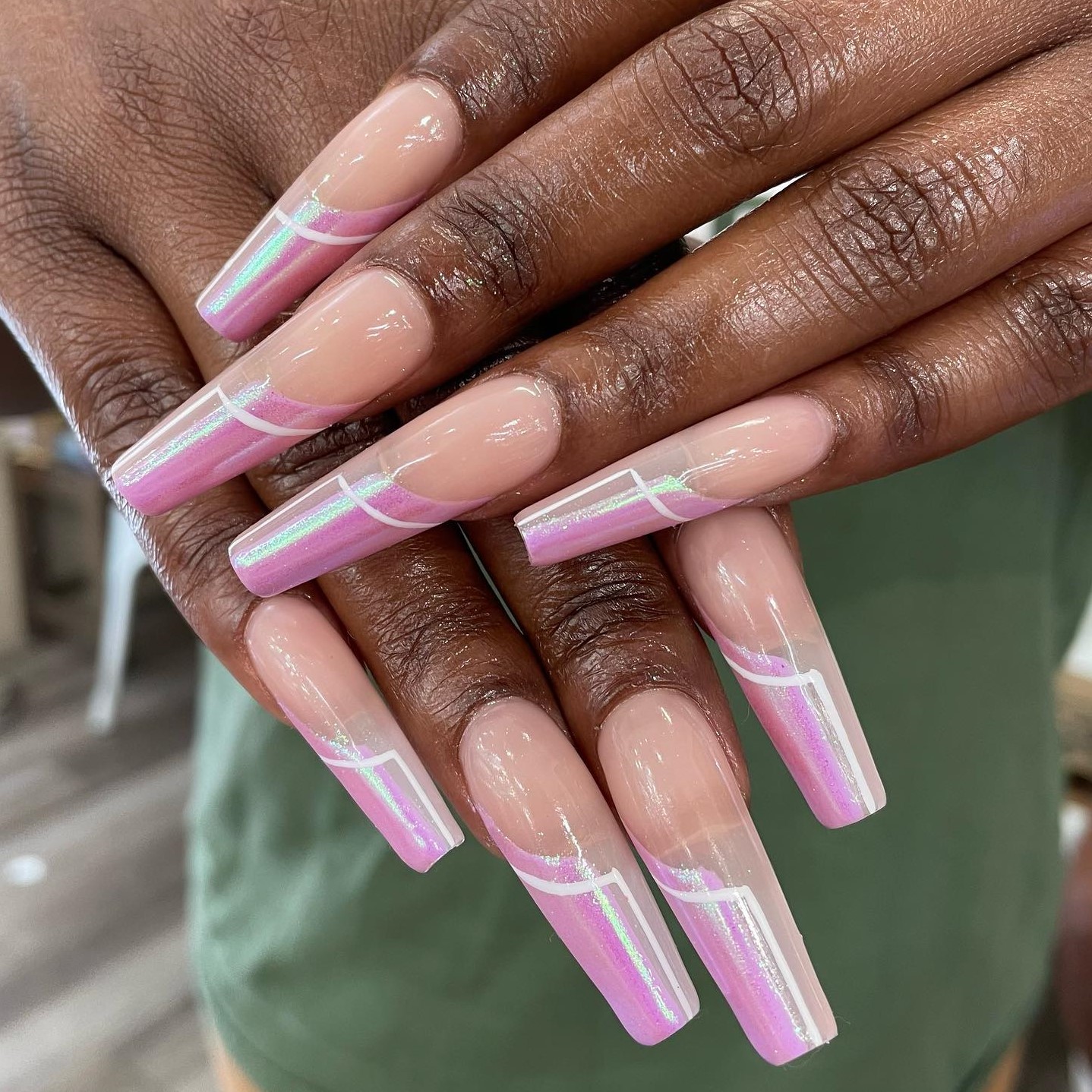 Pink Ombre Glitter Handmade Press On Nail | MIEAP