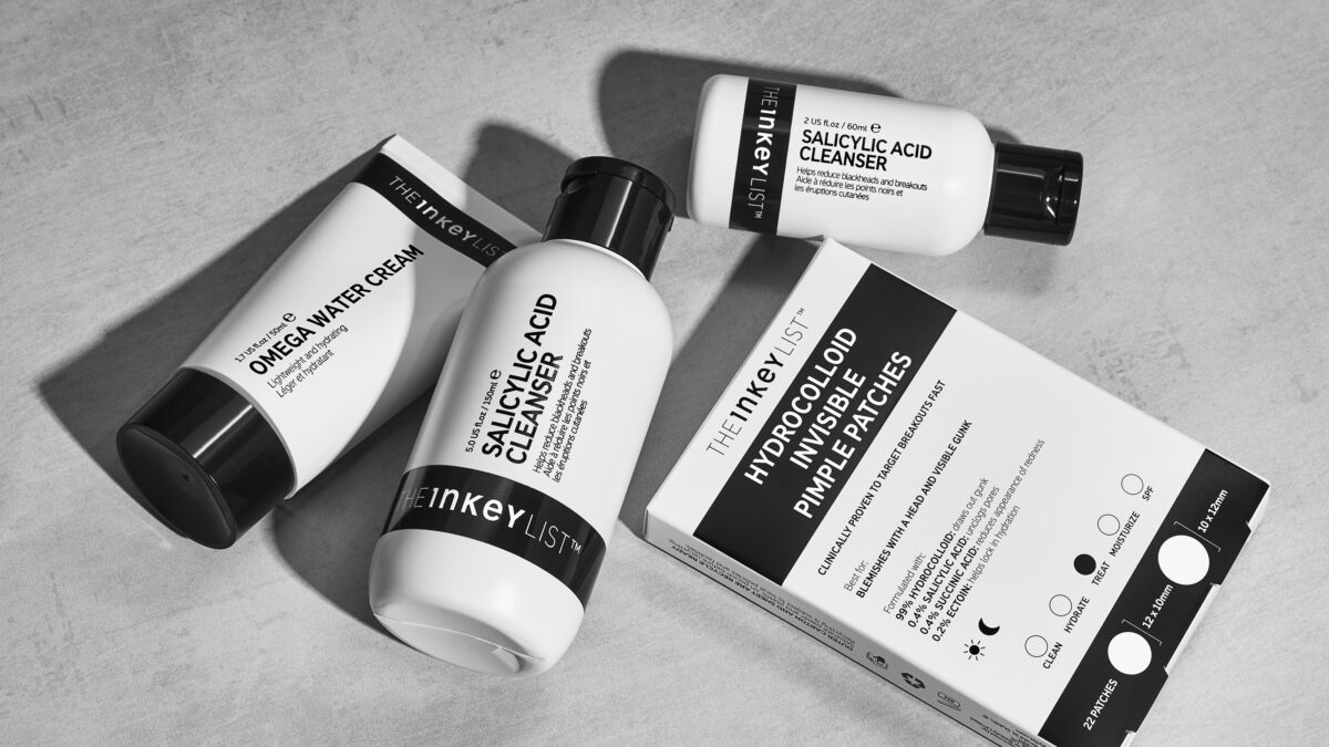 Close up of four skincare products from The INKEY List