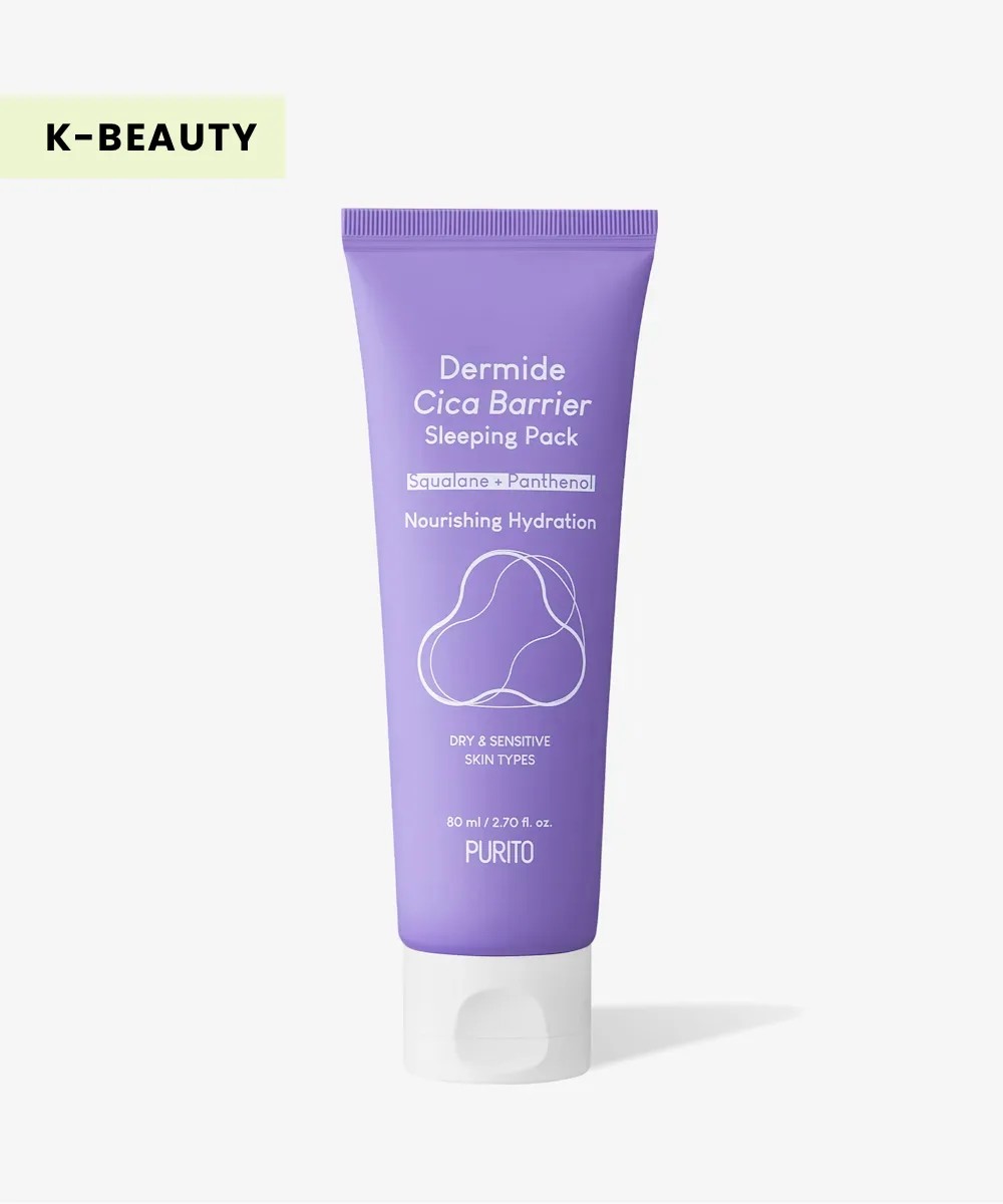Purito Seoul Dermide Cica Barrier Sleeping Pack with purple and white packaging