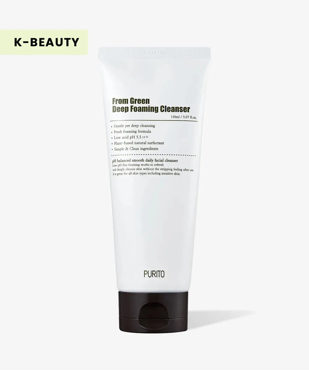 Purito Seoul From Green Deep Foaming Cleanser in white and black packaging