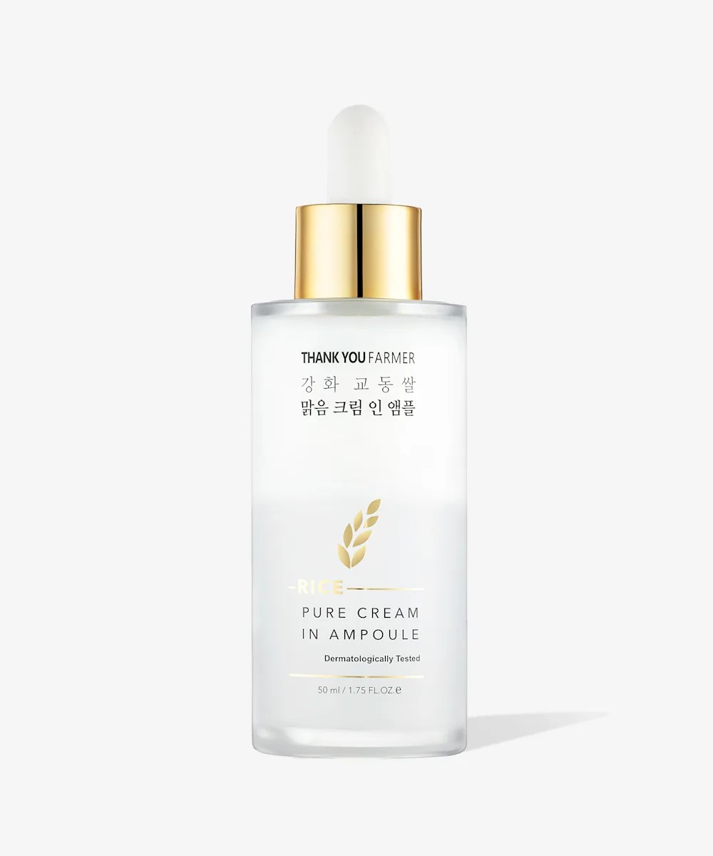 Thank You Farmer Rice Pure Cream In Brightening Ampoule in white and gold packaging